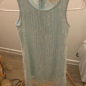 Light Blue Sleeveless Sequin Dress